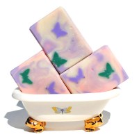Lavender Lilac Handmade Artisan Soap with Butterflies